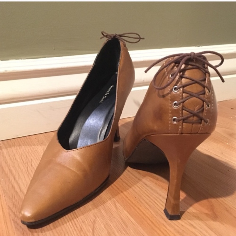 Brown laced back heels